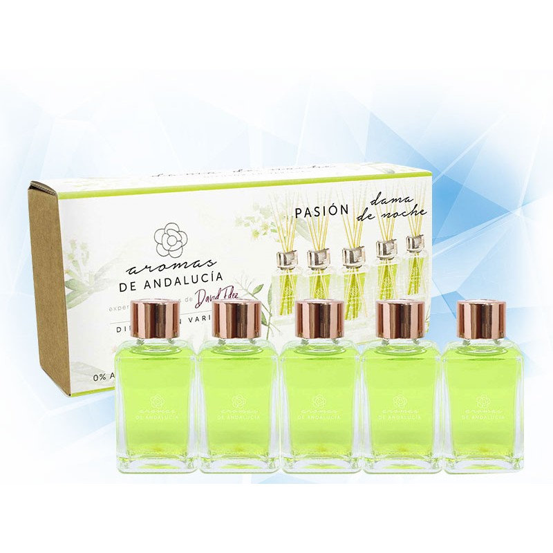 AROMATIZANTE KIT AROMAS DE ANDALUCIA PASION DIFUSOR EN VARILLAS 30 ML 5 PZAS AROMA DAMA DE NOCHE