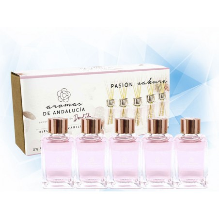 AROMATIZANTE KIT AROMAS DE ANDALUCIA PASION DIFUSOR EN VARILLAS 30 ML 5 PZAS AROMA SAKURA