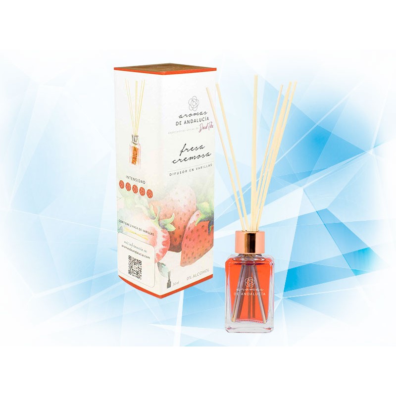 AROMATIZANTE AROMAS DE ANDALUCIA UNICO DIFUSOR EN VARILLAS 30 ML AROMA FRESA CREMOSA