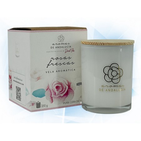 VELA AROMATICA AROMAS DE ANDALUCIA 250 GRS AROMA ROSAS FRESCAS