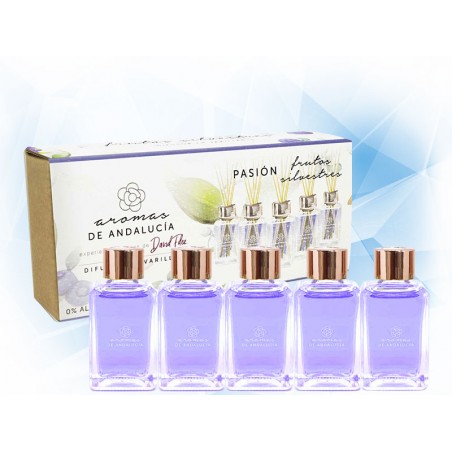 AROMATIZANTE KIT AROMAS DE ANDALUCIA PASION DIFUSOR EN VARILLAS 30 ML 5 PZAS AROMA FRUTOS SILVESTRES